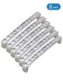 6 件/套水晶金属拉手,透明方形钻石抽屉旋钮双孔金色亮铬时尚拉手,适用于酒柜家具橱柜抽屉,单孔,孔距 16mm、32mm、64mm、96mm、128mm - 方鑽水晶金屬把手 - 查看 24