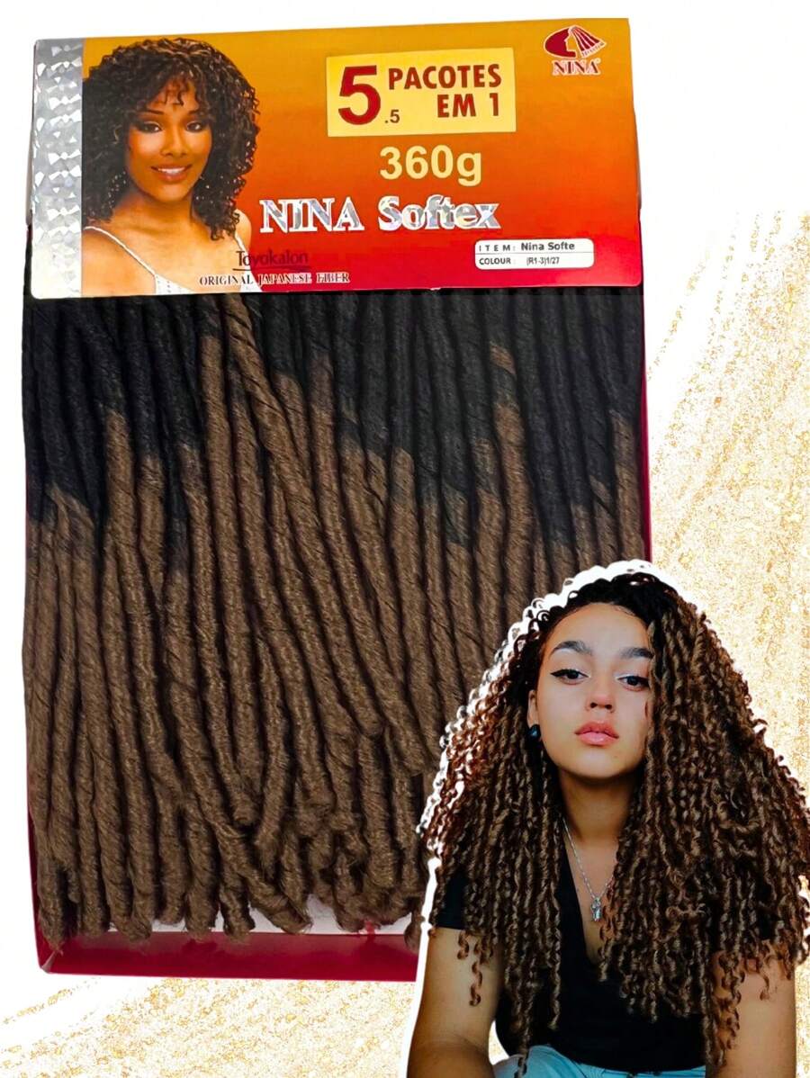 Nina Softex Original Dread Crochet Curly Hair Bundle 360 Grams 5 In 1 - Light Brown - View 1