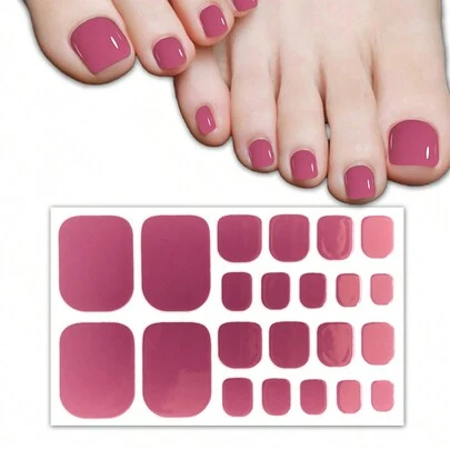 22pcs Toe Nail Stickers & 1pc Foot File, Teenage Girl Nail Art Stickers, Full Nail Wraps, Self-Adhesive Nail Decals, Suitable For Women & Girls DIY Manicure Decoration, Regular Stickers Nails Nail Supplies