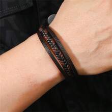 1 pieza Pulsera de accesorio con estilo vintage marrón para hombre