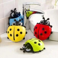 1pc Ladybug Design Toothbrush Holder, Suction Cup Wall Mount, Creative Bathroom Accessory - Multicolor - View 5