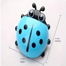 1pc Ladybug Design Toothbrush Holder, Suction Cup Wall Mount, Creative Bathroom Accessory - Multicolor - View 4
