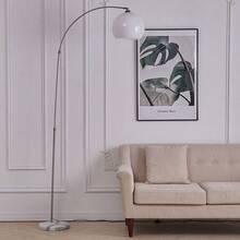 LIVINGANDHOME Living And Home Modern Arched Floor Lamp With Marble Base - White (Lampshade Diameter 30cm) - View 3
