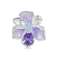 bamoer Bijou Bamoer en argent sterling 925 Charm de fleur de lotus en forme de cœur, avec étoiles violettes, lune et pendentif en zirconium. Convient pour les femmes, pour bricoler des bracelets, colliers. Idéal pour la Saint-Valentin