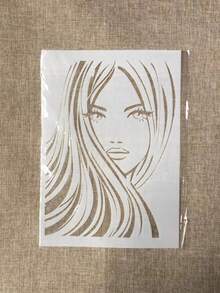 1pc Plastic A4 Size Long Hair Girl Template For Drawing - White - View 1