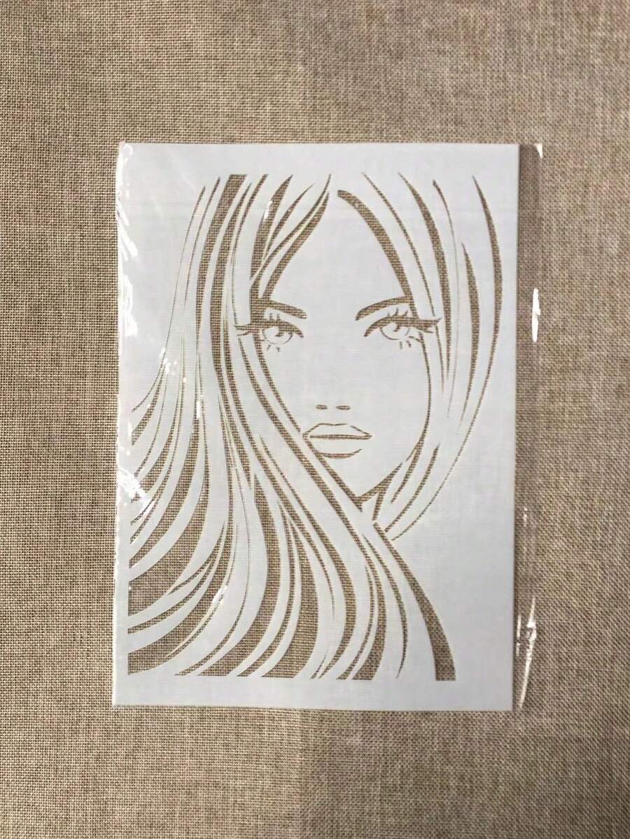 1pc Plastic A4 Size Long Hair Girl Template For Drawing - White - View 1