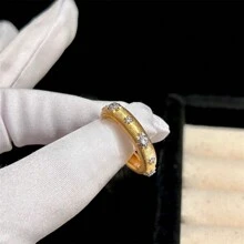 1pc Rhinestone Encrusted Wide Or Narrow Band Ring Suitable For Daily Wear For Women