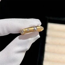 1pc Rhinestone Encrusted Wide Or Narrow Band Ring Suitable For Daily Wear For Women