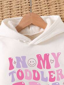 Áo hoodie ấm áp và quần nỉ in hình mặt cười và chữ cái cho bé gái tuổi mới lớn Trang phục thường ngày - trắng - Xem 3