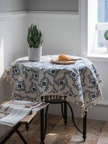 多色图案印花方形桌布，波西米亚简约风格，带流苏装饰，适用于橱柜、床头柜、小桌子、沙发、桌椅、节日装饰，四季使用 - 彩色 - 查看 28