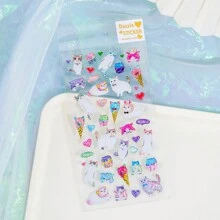 Colorful Holographic Crystal Popsicle, Candy, Ice Cream Sticker 3D Epoxy Decal Glitter Cute Girl Unicorn Candy Scrapbooking Sticker Back To School