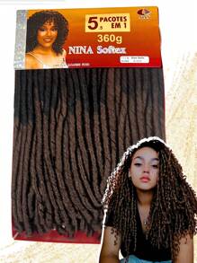 Nina Softex Original Dread Crochet Curly Hair Bundle 360 Grams 5 In 1 - Dark Brown - Ver 1