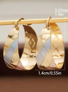 1pair Classical 3 Color Rounds Hoop Earring Gold Gold Stud Earrings Fashion Jewelry Lover Earrings Party Jewelry Birthday Gift - Hoa tai - Xem 5
