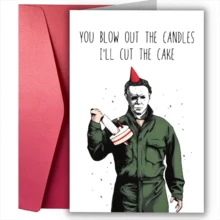 1 张有趣的生日快乐贺卡、送给他的生日礼物、有趣的生日贺卡、手工制作的生日贺卡、有趣的电影生日贺卡、圣诞节 - 紅色 - 查看 4