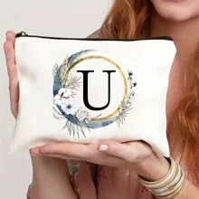 Nécessaire Personalizado com Coroa de Flores Boêmia e Monograma, Bolsa de Presente Personalizada, Necessaire de Cosméticos Fofo, Adequado para Casamento, Aniversário, Festival, Presente Ideal para Mulheres, Mães, Professoras, Amigas, Damas de Honra, Necessaire Escolar, Suprimentos Escolares, Organizador de Cosméticos, Itens de Quarto, Bolsas de Maquiagem, Organizador de Maquiagem, Armazenamento de Maquiagem, Nécessaire de Maquiagem