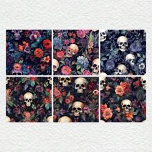 36 张 6*6 英寸剪贴簿纸垫，艺术工艺图案纸，用于剪贴簿工艺卡片纸，DIY 装饰背景卡片制作用品幻想骷髅 - 深灰色 - 查看 4