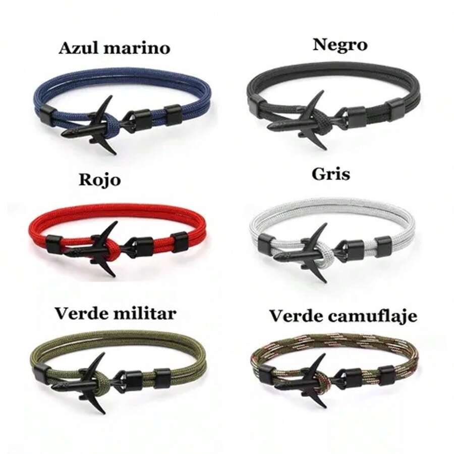 Pulsera De Avion De Acero Y Vintage Retro Hombre Moda - Negro - Ver 1