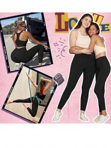 4pcs Women's High-Waisted Soft Yoga Pants Solid Color High Elastic Fashion All Seasons Leggings - 4004 - View 3