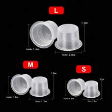 100/1000 件纹身大中小墨水颜料杯环透明微刀片胶帽唇眉 PMU 漂白用品霜 - 無色 - 查看 14