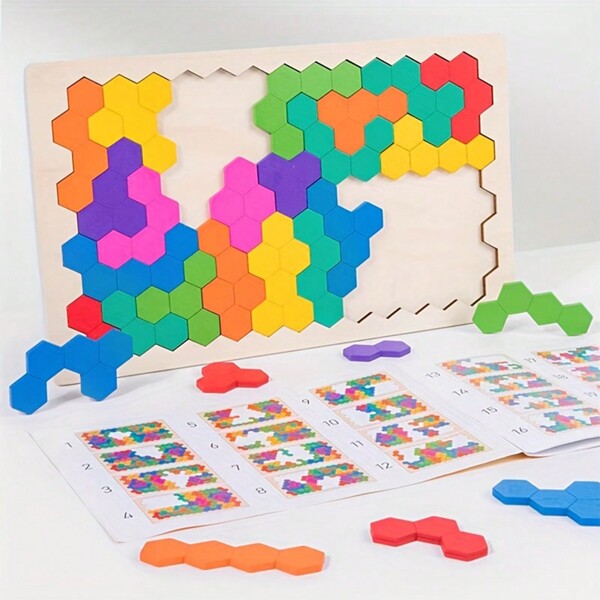 Montessori Early Education Wooden Rainbow Puzzle, Honeycomb Puzzle Mathematical Mental Arithmetic Board Game Logical Thinking Puzzle, Children's Board Toy Hand-Eye Coordination Training Toy
