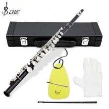 LADE Classic 16-Hole Closed-Hole Flute: Lacquered Nickel-Plated Brass, Perfect Musician's Gift - With Cleaning Kit & Leather Case
