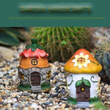 花园蘑菇、花卉、松果、房屋微型装饰、盆景、玻璃容器、仙女花园配件 - 多色 - 查看 3