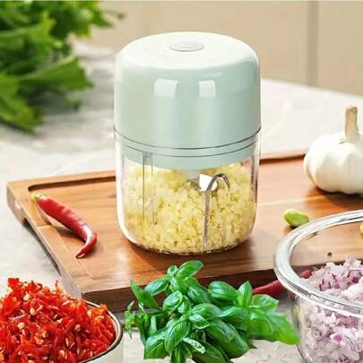 1pc 250ml Wireless Portable Electric Food Chopper - Compact, Rechargeable And Powerful Mini Garlic Crusher With Lithium Battery And USB Meat Grinder & Masher For Easy Meal Prep