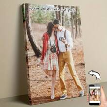 1Set Personalized Custom Canvas Prints With Diy Frame Canvas Poster Print Wall Art Pictures Family Photos Perfect For Living Room Bedroom Home Decor Ornamental Exquisite, Modern, Contracted Custom, Personalized, Unique Ideal Gifts For Him Her, Boyfriend, Girlfriend, Dad, Mom, Family, Friends For Anniversaries, For Valentine's Day, For Mother's Day, For Birthdays, For Children's Day, For Father's Day, For Graduation, For Weddings, For Housewarming Dining Room, Living Room, Valentine Day Decor - Multicolor - View 3