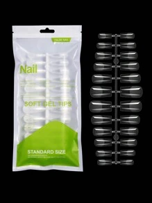 120片/150片杏仁形全覆盖雕塑软胶美甲贴纸，预成型，家用DIY及美甲沙龙适用，按压式美甲贴片 - 無色 - 查看 3