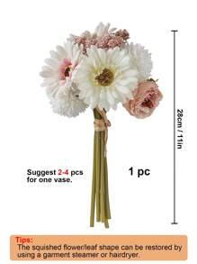 1支/3支装人造蒲公英、牡丹、雏菊丝绸花束，婚礼新娘花束，家居办公室浴室厨房餐桌装饰，情人节生日毕业秋季装饰