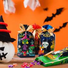 Halloween Treat Bags Halloween Goodie Bags For Kids 60pcs Halloween Candy Bags For Trick Or Treat Bags Bulk With Drawstring For Candy Goodie - Sáu màu hỗn hợp - Xem 4