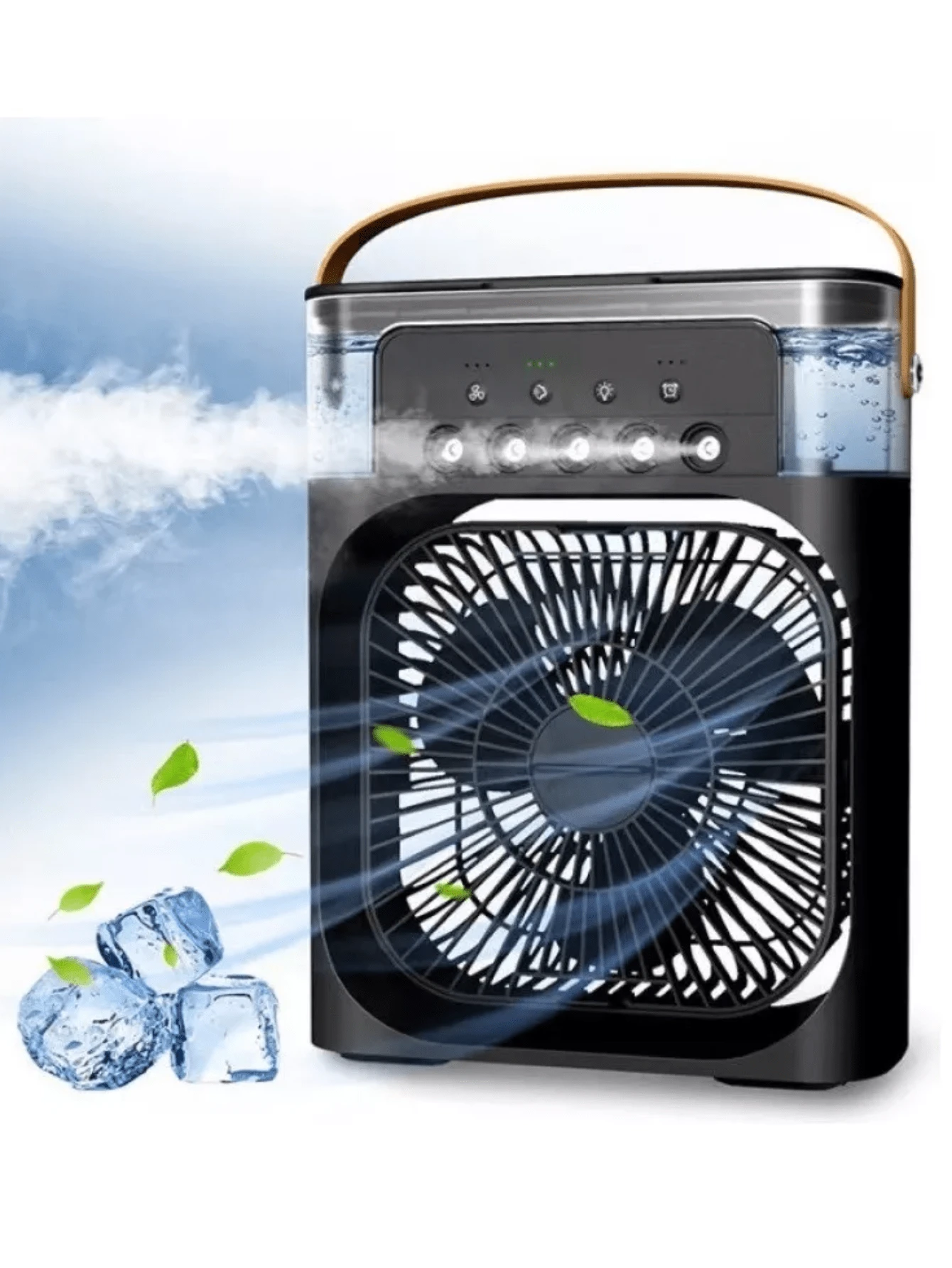Ventilador/Humificador de Escritorio/Bajo nivel de ruido/3 velicidades/Ideal para refrescar/Compacto - Negro - Ver 1