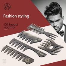 Men's Slicked Back Comb For Pompadour, Side Part Hairstyles - Black - View 1
