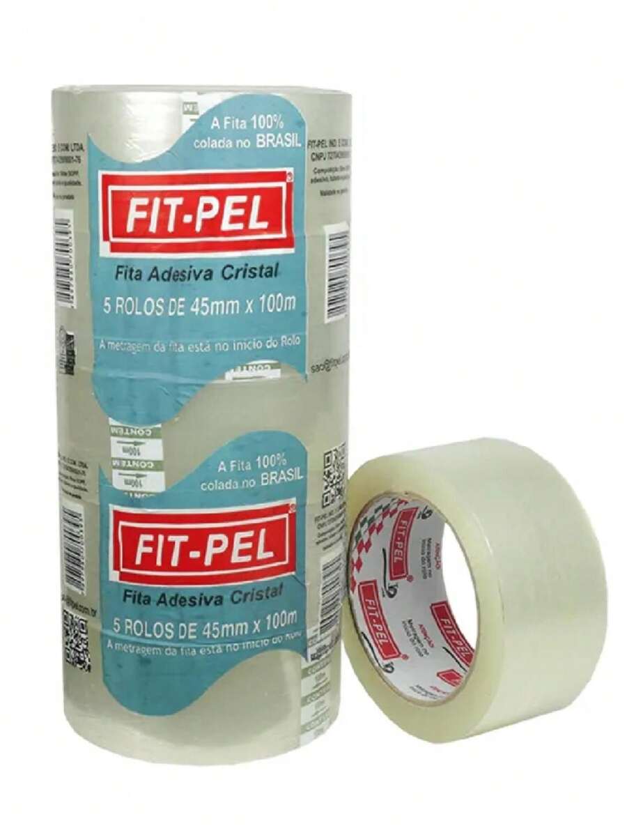 Kit 5 Rolls Of Adhesive Tape Durex Largo Transparent FIT PEL For