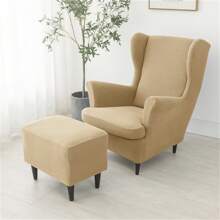 3 piezas/set Funda de sillón orejero de felpa polar, funda de otomana, funda elástica de sillón de ala, funda de cojín para todas las estaciones, fundas de sofá individual para sala de estar, dormitorio, hotel, decoración del hogar - Multicolor - Ver 8