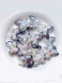 MXHAOYU 5pcs/Set Randomly Styled Gradual Color Coated Acrylic Butterfly Shaped Loose Beads Diy Bracelet, Hair Accessory, Keychain, Jewelry Making Material - Multicolor - View 13