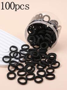 100 piezas Sujetadores de pelo elásticos altos para niños, bandas de pelo de colores de caramelo para niñas con coleta, accesorios para peinados diarios - Multicolor - Ver 16