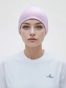 1pc Women's Comfortable Solid Colored Beanie Hat For Chemo Patients With Straps - Multicolor - View 2