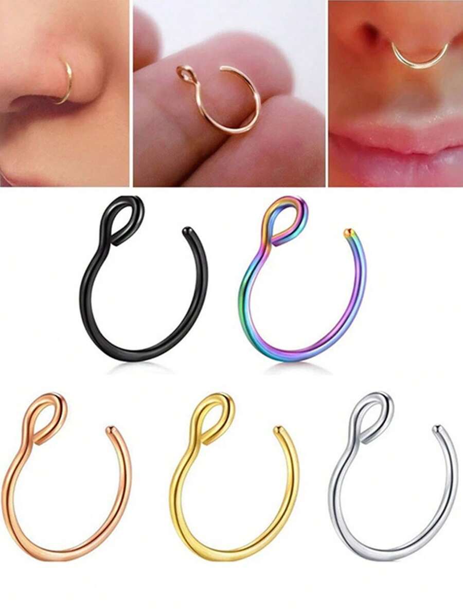 New Type C Nose Ring Nose Clip Ring AntiAllergic Stainless Steel