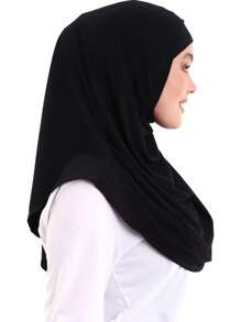 2pcs Women Solid Color Instant Hijab Set, Prayer Casual Pleated Headscarf Combination, Multi-Color Options, Practical Headscarf, Tudong, Instant Long Khimar Hijab, Suitable For Daily Wear All Seasons