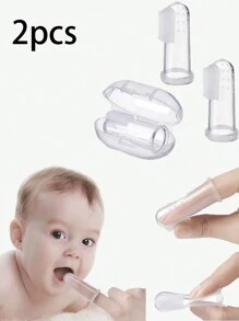 2pcs Soft Baby Toothbrushes With Storage Box For Teething And Oral Care, Great Gift For Infants And Babies - Clear - View 1