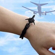 Pulsera De Avion De Acero Y Vintage Retro Hombre Moda - Negro - Ver 2
