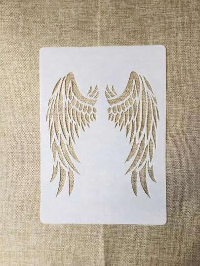 1pc White Plastic A4 Size Angel Wing & Flower Pattern Painting Template