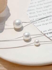 1 Pc 6mm-10mm Simple S925 Sterling Silver Single Pearl Collarbone Necklace Jewelry Gift For Women - Simple Pearl Necklace - View 6