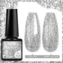 6件套凝胶指甲油套装，6色美甲套装，含闪粉指甲油、半永久美甲底油和封层，UV/LED凝胶指甲油套装 - 彩色 - 查看 3