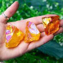 1pc Raw Aqua Aura Quartz Crystal, Rough Aqua Aura Quartz Stone, Raw Aqua Aura Quartz Stone, Raw Orange Quartz - Orange - View 3