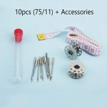 100 قطعة إبر ماكينة خياطة وملحقاتها ، تناسب جميع ماكينات الخياطة مثل سنجر وبرذر وجانوم وفارماكس ، بمقاسات إبر HAX1 65/9 ، 75/11 ، 90/14 ، 100/16 ، 110/18 (ألوان وأنماط عشوائية لصندوق التخزين والمسطرة)