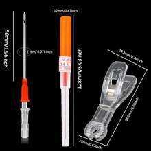 6Pcs/Sets Belly Button Piercing Kit,Piercing Needle Navel Piercing Kit Belly Button Ring 14 Gauge Piercing Needle - Orange - View 6