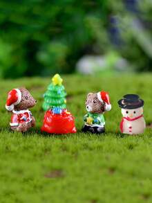 4/5 piezas/Set, Decoración navideña, Mini serie de Navidad DIY, Ratones, Follaje, Adornos pequeños y lindos del hombre viejo de dibujos animados - Multicolor - Ver 6