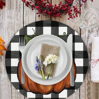 4pcs Halloween Various Styles Placemats Placemats Kitchen Decoration Washable Placemats Round Table Mats Suitable For Halloween Table Accessories,Halloween Decor,Home Decor Halloween Party